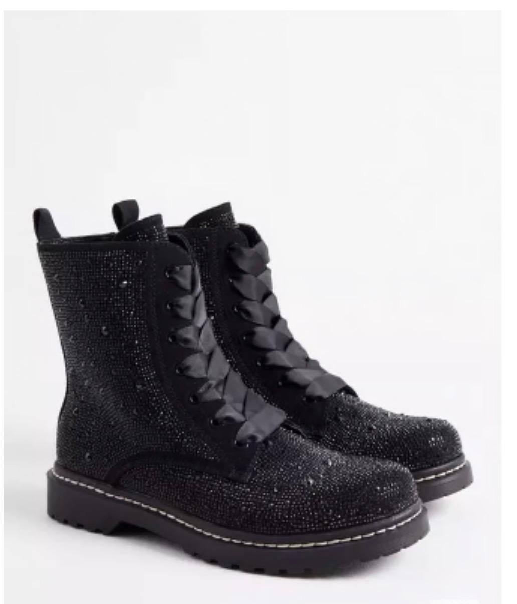 Bota Strass Negra Tacón Alto
