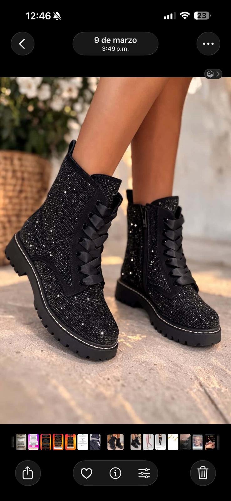 Botín Strass Negro