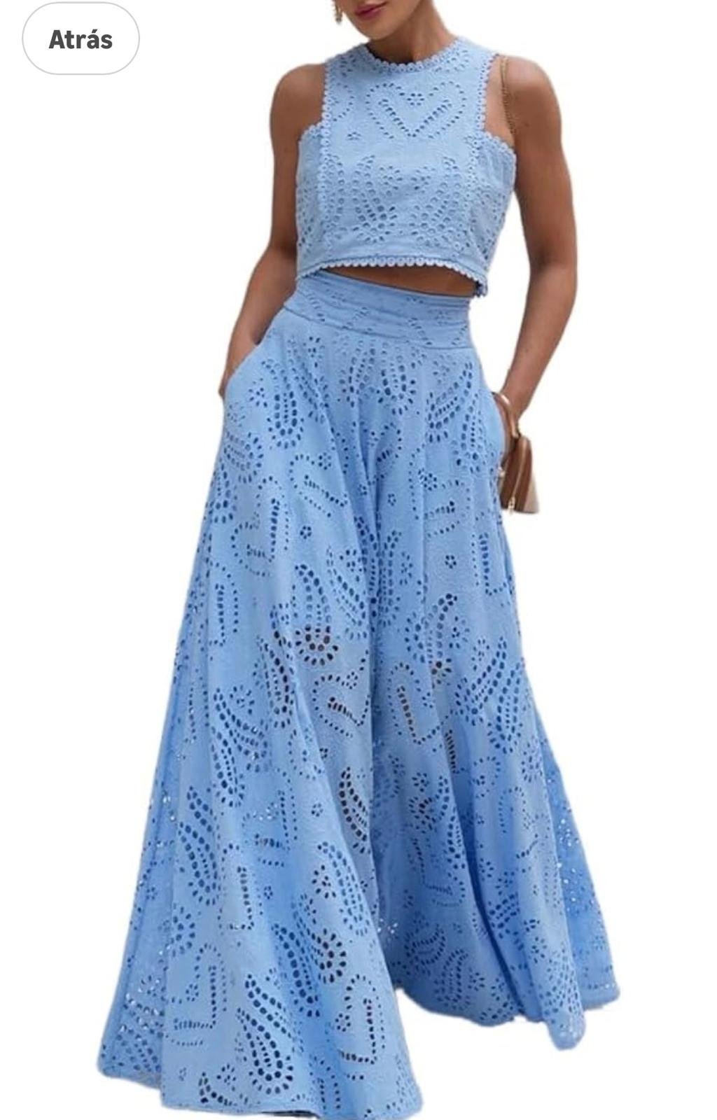 Conjunto Broderie Anglaise Azul